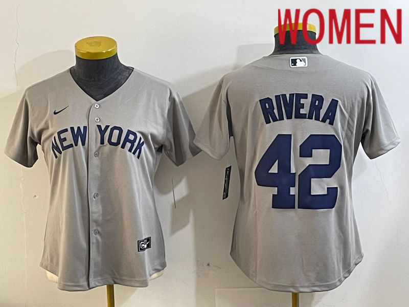 Women New York Yankees #42 Rivra grey 2024 Nike MLB jersey 20241120